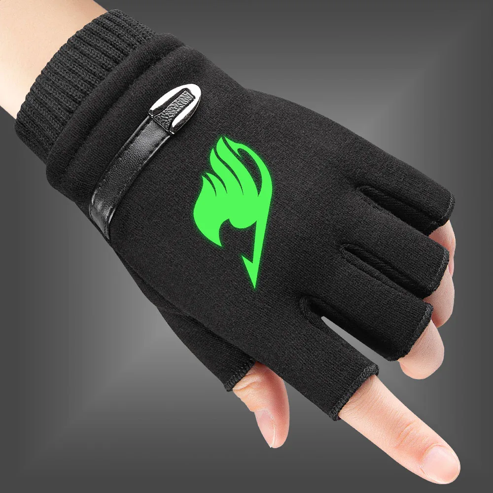 Fairy Tail Cartoon Fluorescent Luminous Children Gloves new boy girl Fingerless Gloves Spring Autumn Warm Knitted