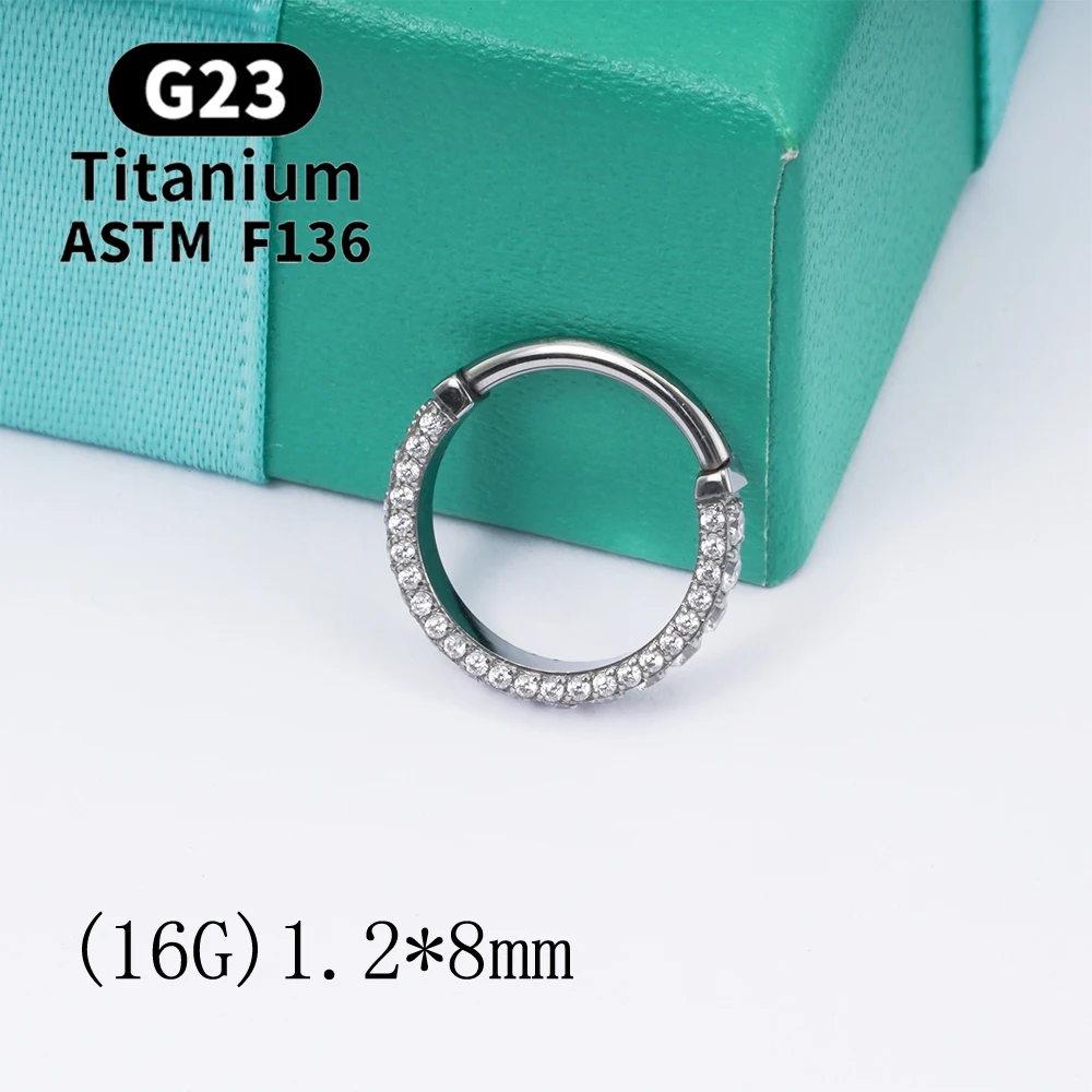 G23 Titan ASTM-F136 Piercing Nase Creolen für Frauen Luxus Körpers chmuck Accessoires glänzende Zirkon Nase – Detail 7