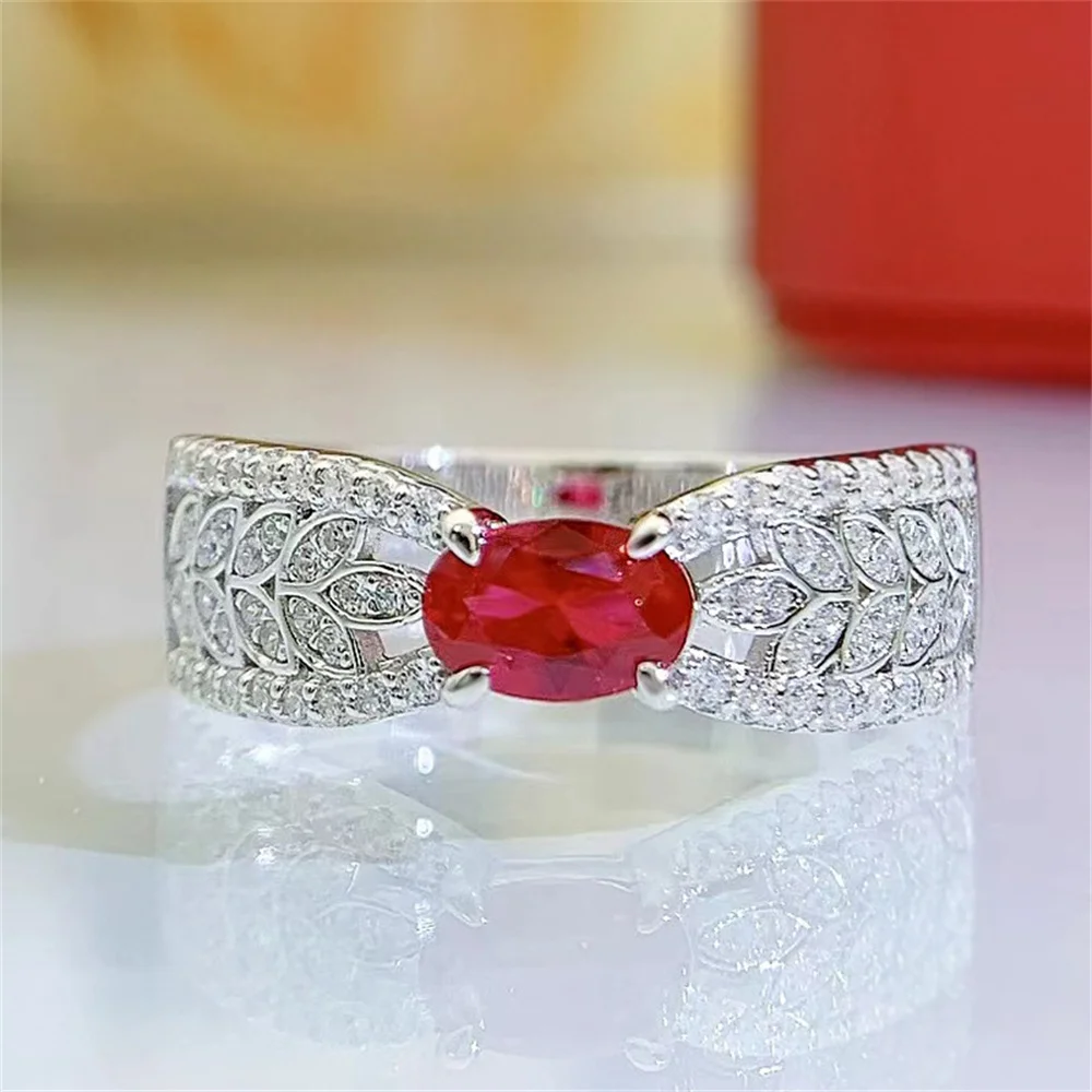 

925 Silver Ruby Ring for Female Minority Design Light Luxury 3D Instagram Style Wholesale