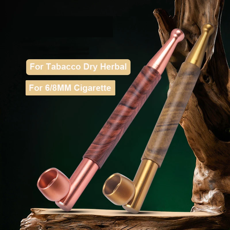 

Dual Use For 6 8mm Cigarette Tabacco Dry herbal Smoke Pipes Metal Handle Cigarette filter Smoking holder Accessories men Gadgets
