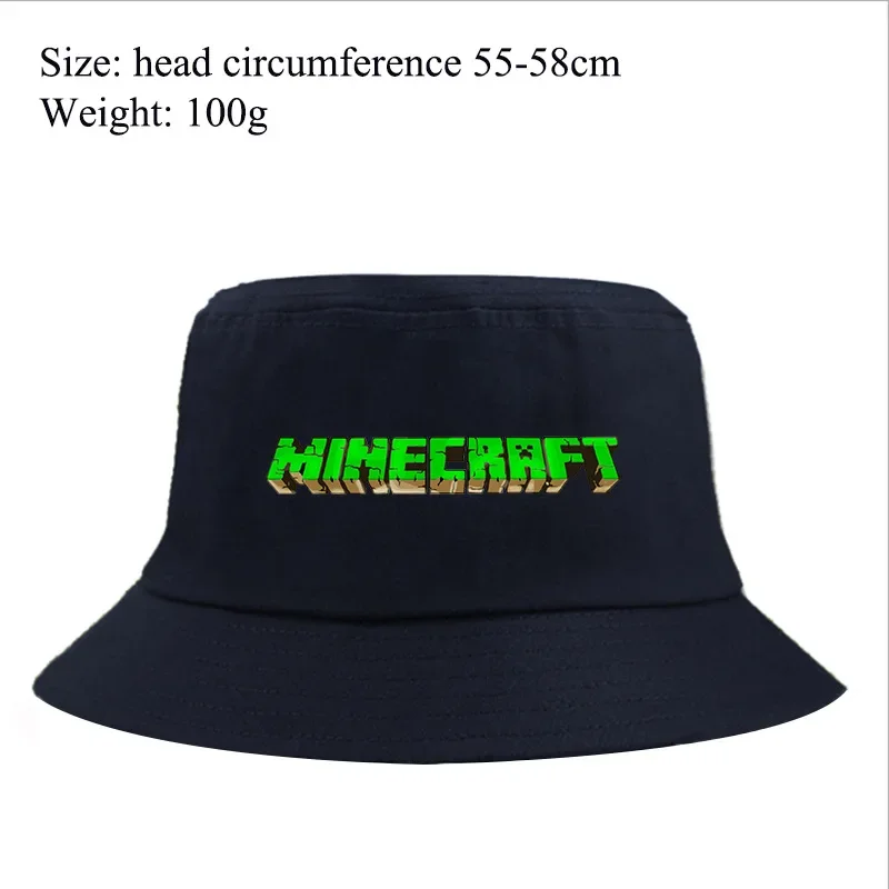 Minecraft Cartoon Creeper Fishermen Hat Anime Men Fashion Summer Outdoor Bucket Hat Trend Casual Travel Hip Hop Sunscreen