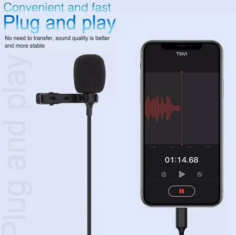 lavalier microphone Universal Mini Microphone For Ios / Type-c / 3.5mm Noise-canceling Recording  Microphone For Iphone Huawei karaoke microphone Microphones