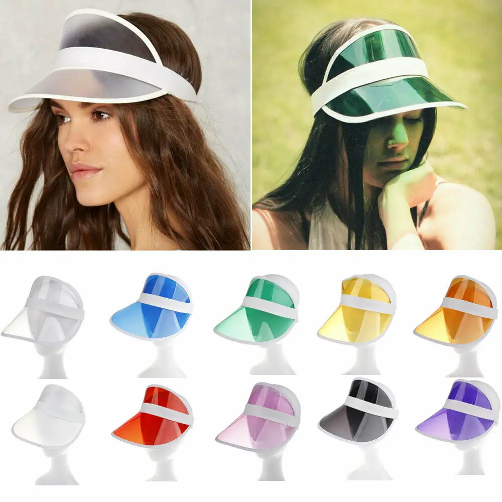9 Colors Women Transparent Sun Visor Hat Golf Tennis Beach New Adjustable Men Women Visor Sun Plain Hat Sports Cap