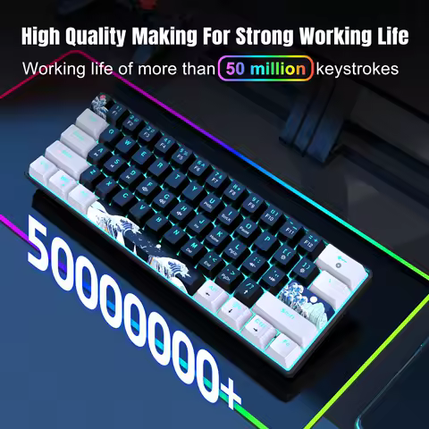 Aesthetic Mechanical Keyboard 60% with Custom Keycaps and Soft Backlight