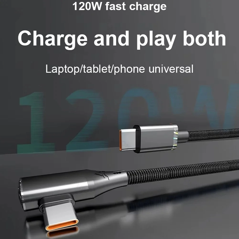 PD 6A 120W 고속 충전 데이터 케이블 90도 엘보 USB C to USB C 폰 케이블 타입 C to 타입 C 퀵차징 데이터 케이블