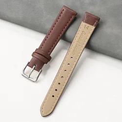 Elegant Women's Soft Leather Waterproof Watch Strap - Business & Sport Wristband Replacement - 8mm (Brown - silver)