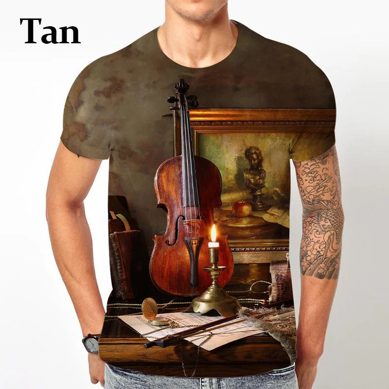 

Men/women Fashion Violin 3d Print T Shirt Vintage Short Sleeve Tee