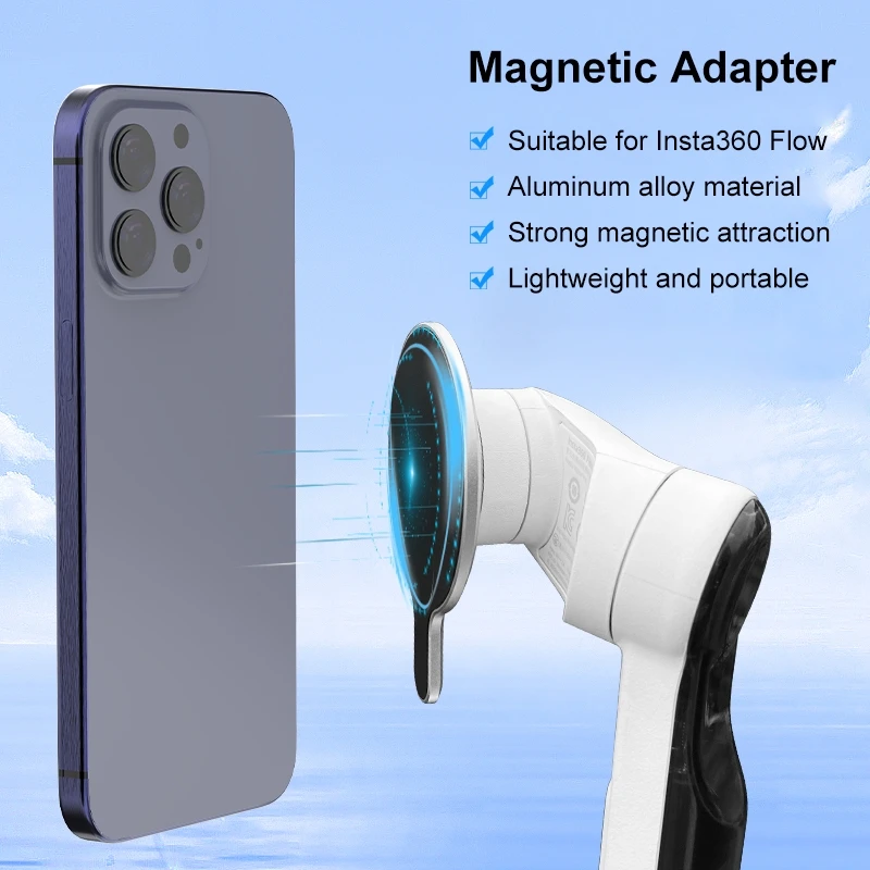 Magnetic Adapter For Insta360 Flow 360&deg; Rotation Gimbal Magnetic Attraction For magsafe Cellphone Action Camera Accessorie