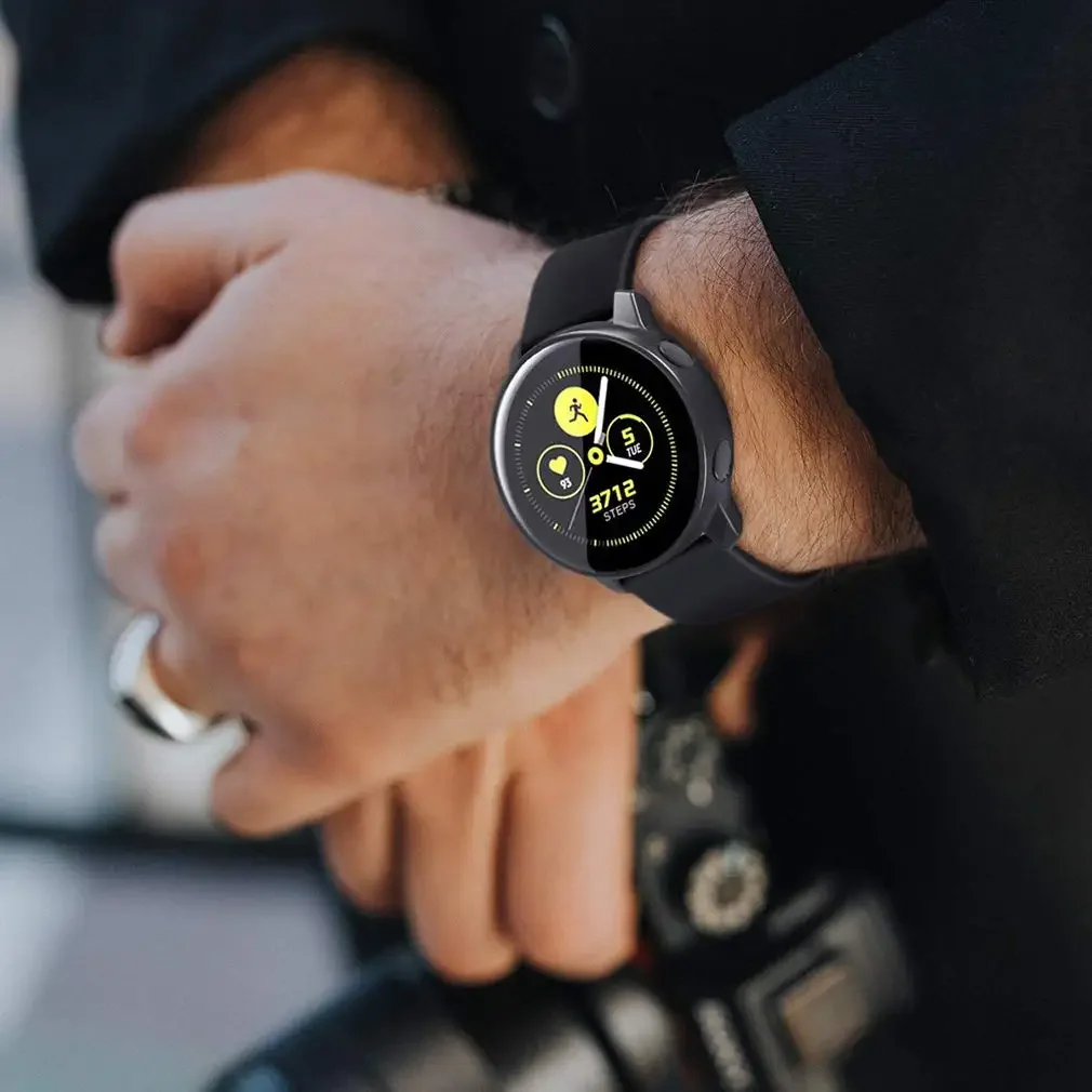 Premium Accessory Bundle: Glass Case, Strap, and Screen Protector with 20mm Watch Bands and PC+Bumper Cover