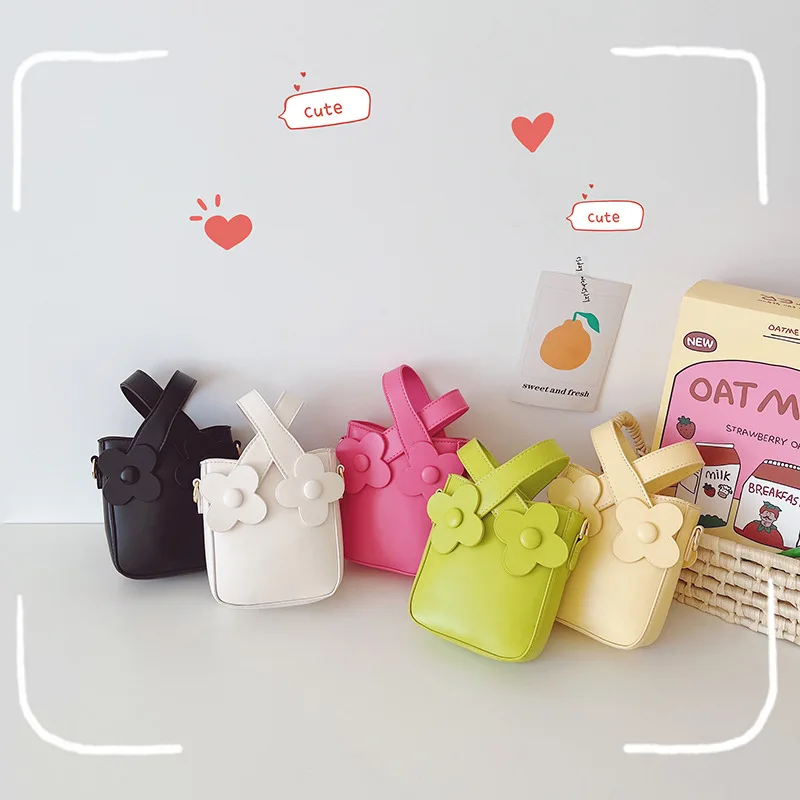 Children's Mini Bag 2023 Korean Style Girls Candy Color Cute Single Shoulder Bag Baby Kids Small Flower Messenger Bag Accessorie