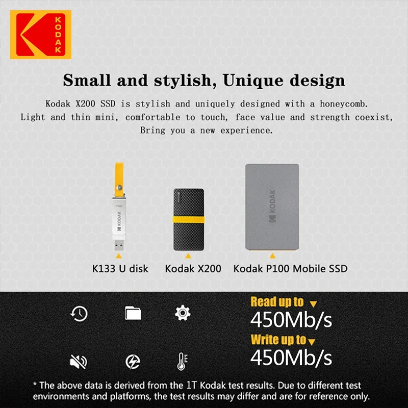 External Hard Drive KODAK X200 External Hard Drive HD Externo 1TB USB3.1 Mini Portable SSD 256B 512GB 1TB for Laptops Smartphone PS4 PC MAC TV