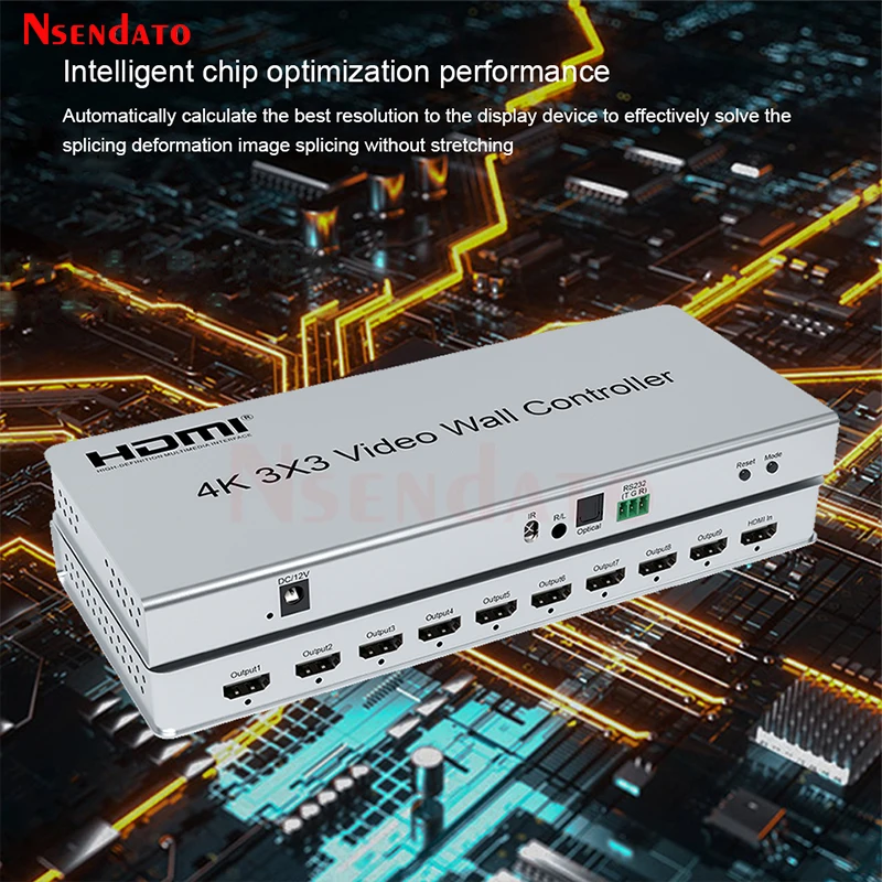 4K HDMI Video Wall Controller Display 3x3 1x2 2x1 2x3 2x4 3x4 4x1 4x4 4x2 9 Video Screen HDMI TV Stitching Processor With RS232