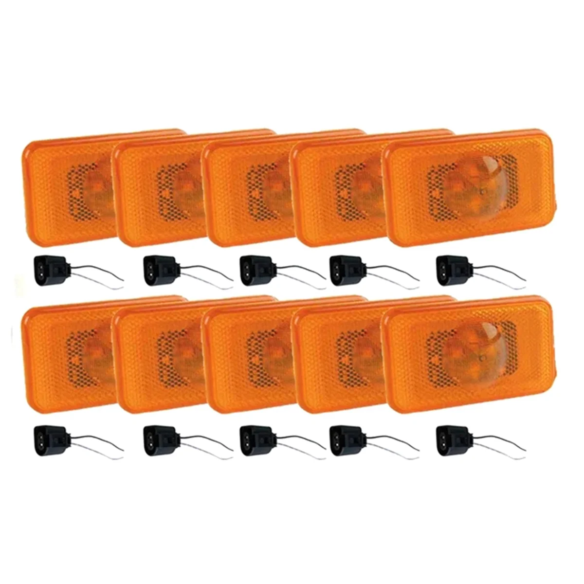 

10X 24V Yellow Amber LED Side Marker Lamp Light W/ Wire Connector Plug for Volvo FH&FM DAF LF45 Renault 20398660