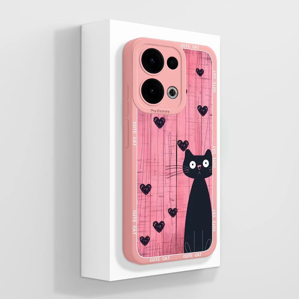 Cute Cat Panda Soft Liquid Silicone Phone Case - Full Coverage Anti-Drop Back Cover