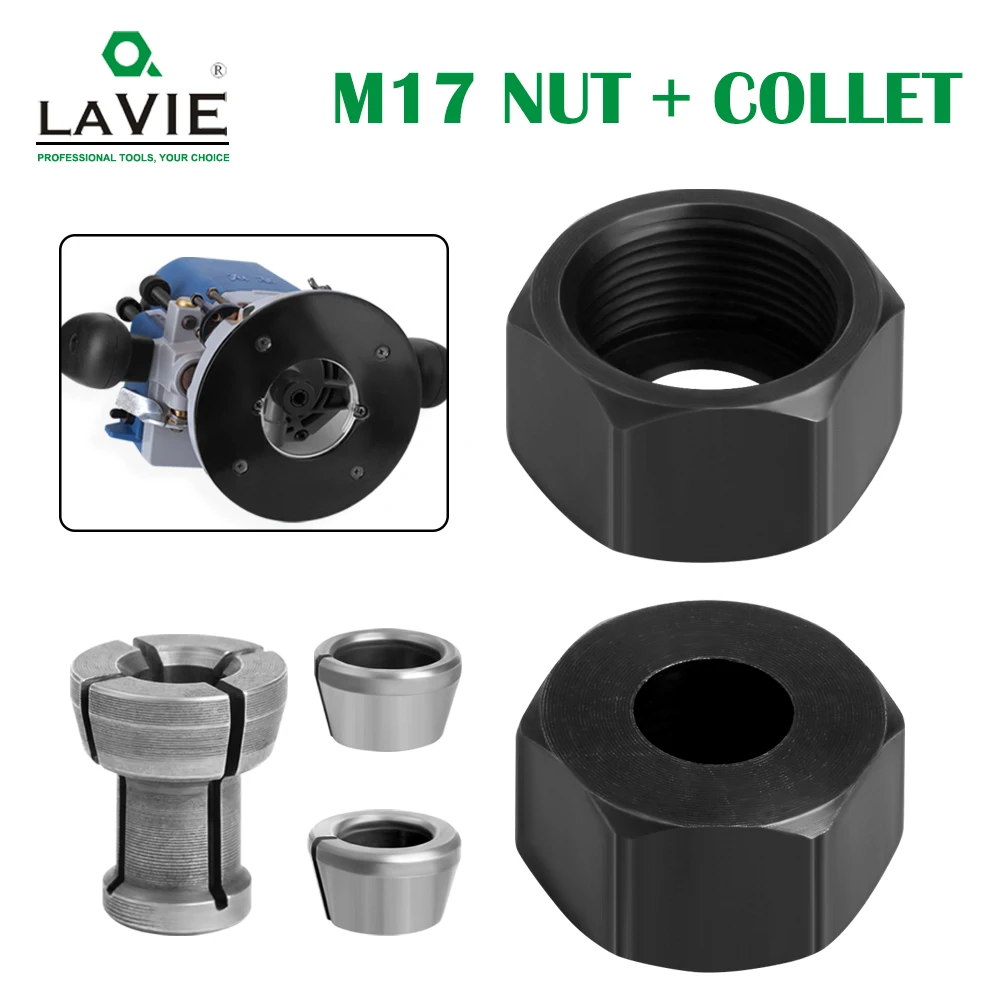 

LAVIE M17 6mm 1/4 8mm 9.5mm 10mm Engraving Machine Chuck Nut Electric Router Milling Cutter Accessories Conversion Handle