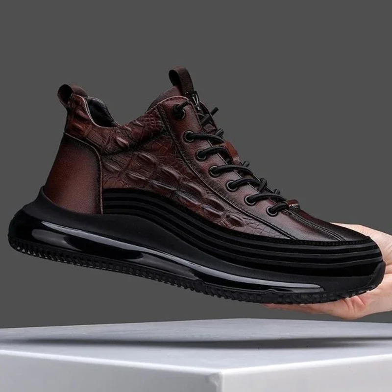 2024 Autumn Alligator pattern Men Sneakers Lace Up Casual Platform Vulcanized Shoes Male Anti-slip Running  Zapatillas Hombre 2