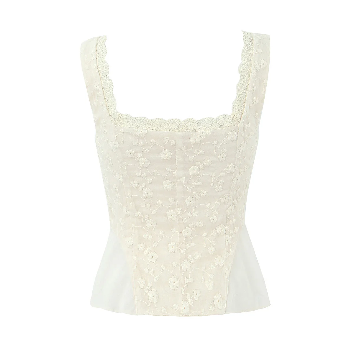 white broderie peplum top