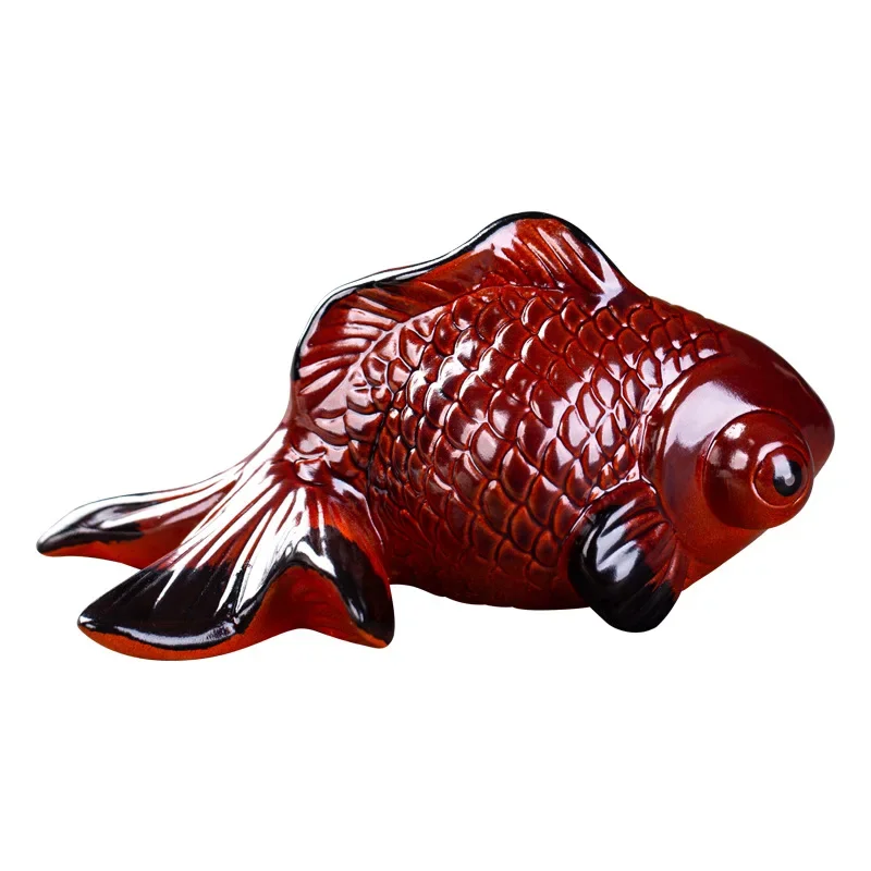 Ceramic Tea Pet Ornaments Creative Color Changing Goldfish Set Tea Tray Supportable Table Accessories Teaware