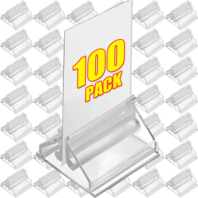 20/100PCS Mini Clear Stands Place Card Holders Table Number Stands Card Base Stand for Table Photos Games Wedding Party Decor