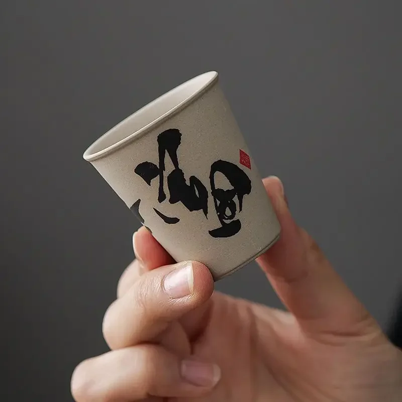 INS rough pottery teacup Chinese style high value teacup ancient style tea cups personalised eight gift box set