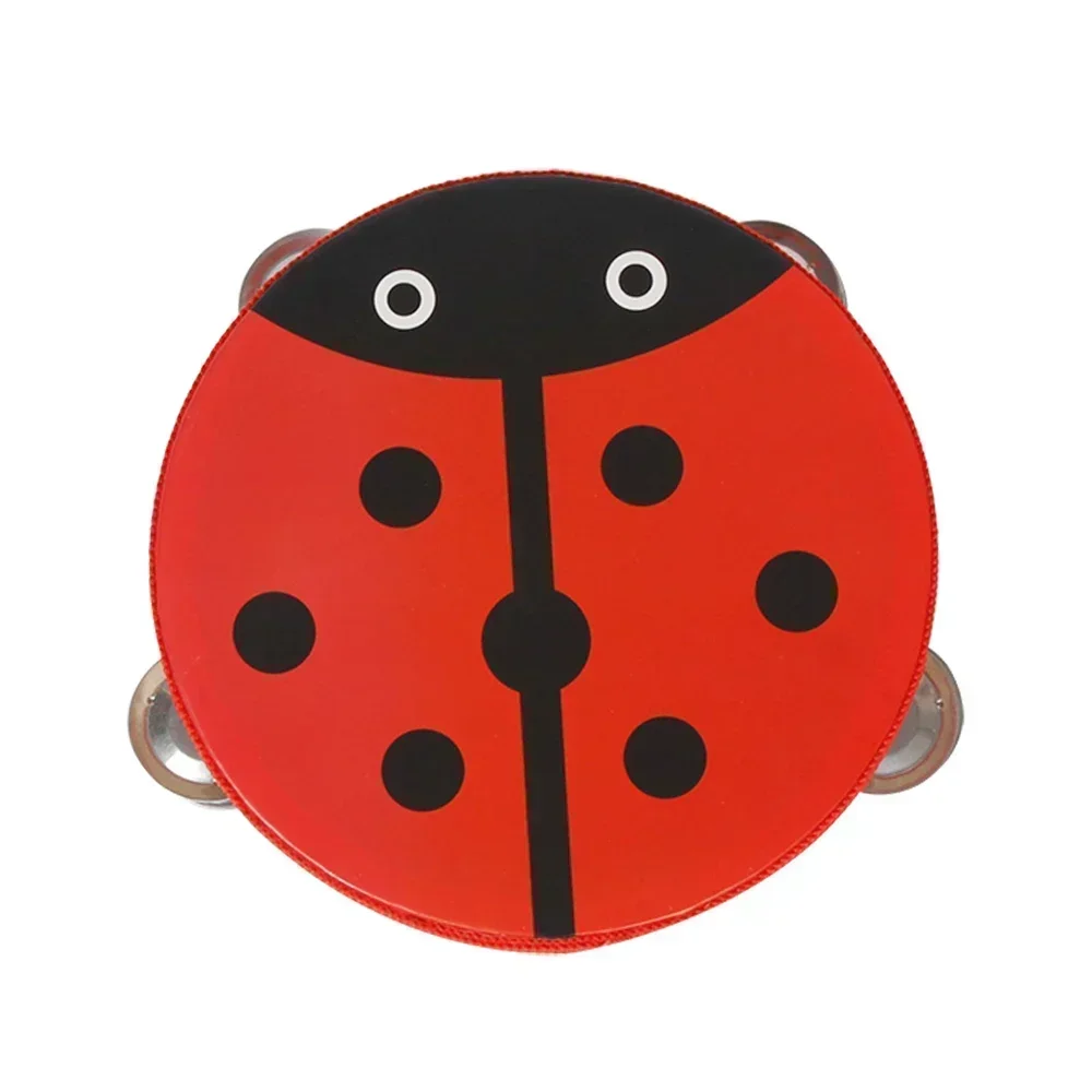 Orff Beats Flower Bells and Drums Cartoon Tambourine Wooden Handheld Tambourine for Kids Durable Music Educational Gift