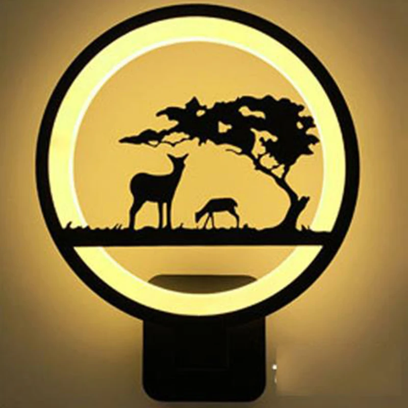 

Decorative Modern Luster LED Wall Light Bedside Indoor Wall Lamp Round Black For Bedroom Decoration Lightings Background Room