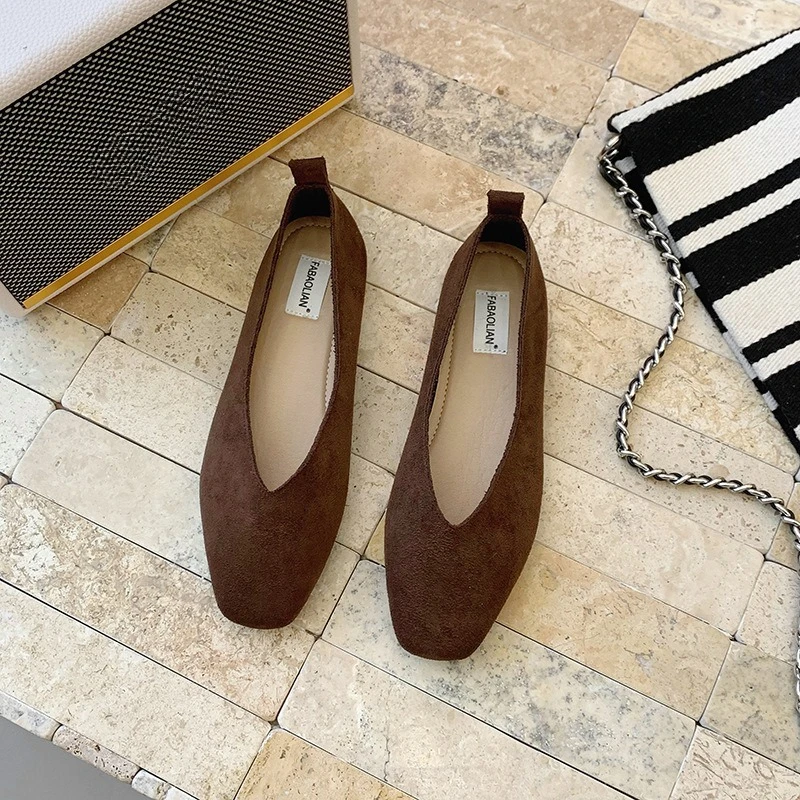 Women's Square Toe Vintage Flats Soft Loafers Comfortable Leather Ballet Shoes for Female Dress Shoes Mujer 2026 New