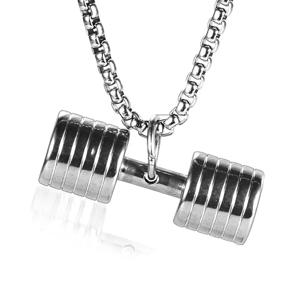 

Nabest Sports Style Fashion Fitness Dumbbell Barbell Pendant Necklace Stainless Steel Necklace 20 23 Inch Box Chain Man Jewelry