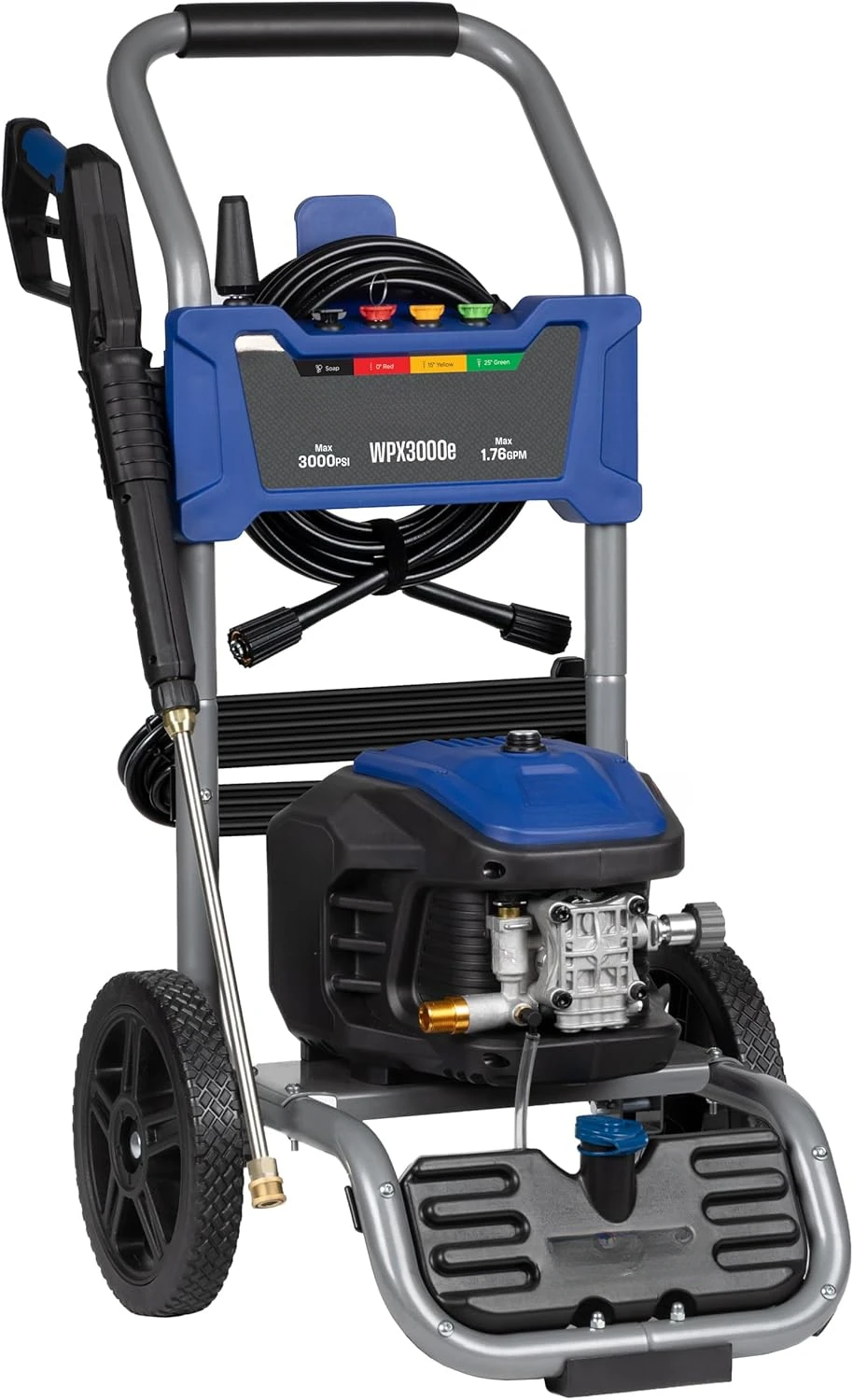WPX3000e Electric Pressure Washer, 3000 Max PSI and 1.76 Max GPM, Induction Motor, Onboard Soap Tank, Spray Gun and Wand