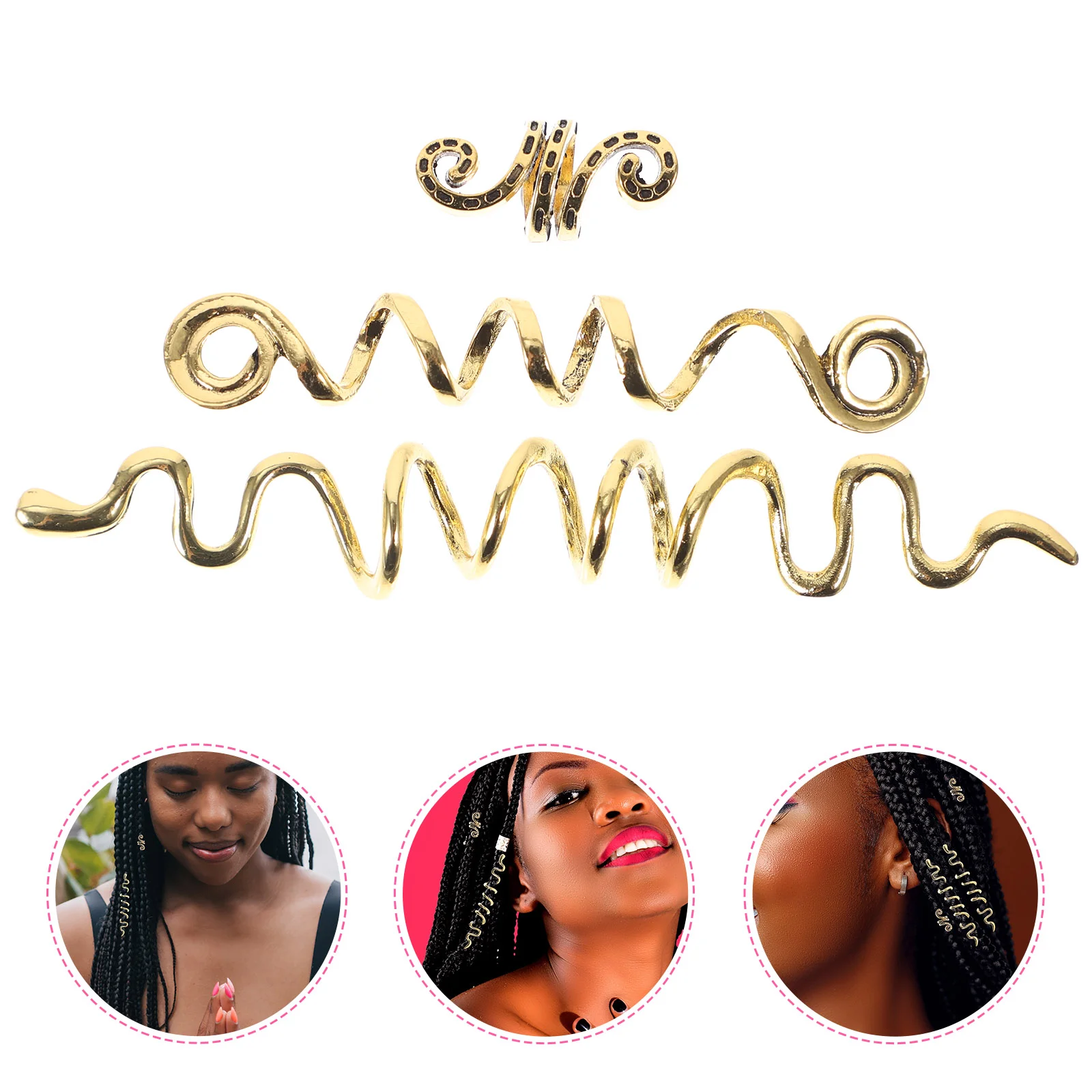 

6 Pcs African Dreadlocks Braid Hair Cuffs European and American Ring Alloy Spirals Coils Braiding Accessories