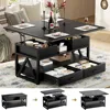 40" Lift Top Coffee Table,4 in 1 Multi-Function Lift Coffee Tables with Storage Drawers and Hidden Compartmen 1