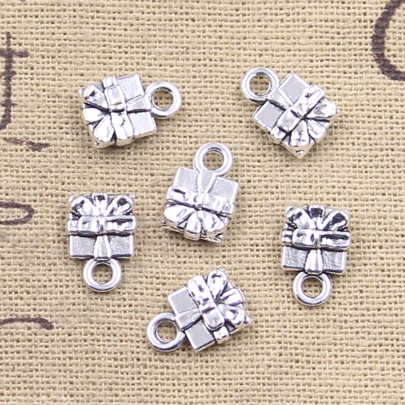 30 Stück Charms Geschenkbox 12x8mm Tibetsilber Farbe Anhänger Antik Schmuckherstellung DIY Handarbeit Handwerk