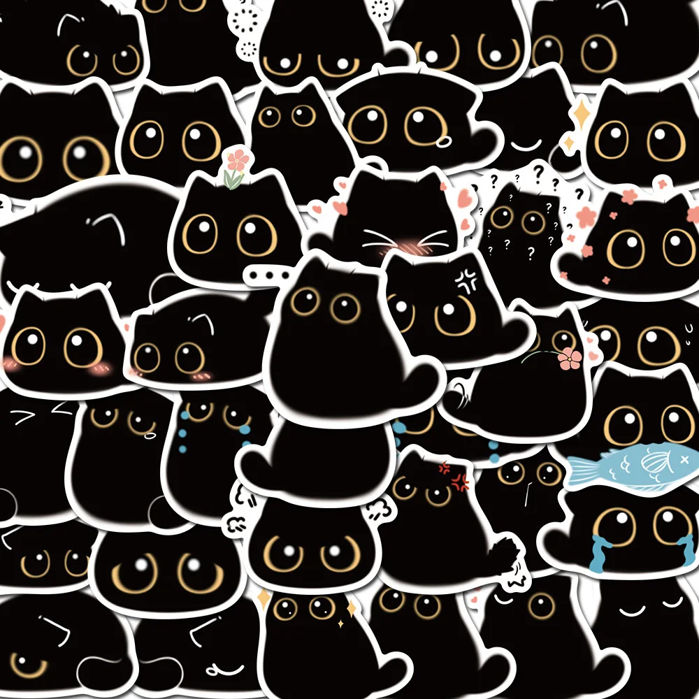 

10/20/40pcs Cute Briquet Black Cat Stickers Kawaii Animal Decals Decorative Notebook Fridge Phone Vinyl Sticker Fun for Kids Toy