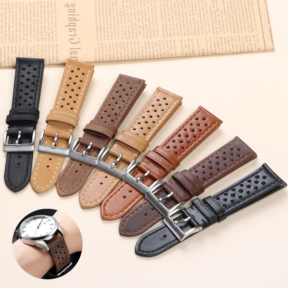 Handmade Vintage Leather Watchband – Breathable Sport Bracelet Accessories