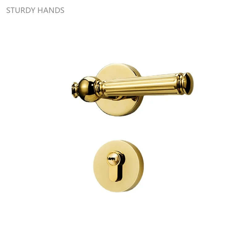 

1 set of zinc alloy indoor door locks Nordic light luxury universal gold bedroom silent split handle lock with key included