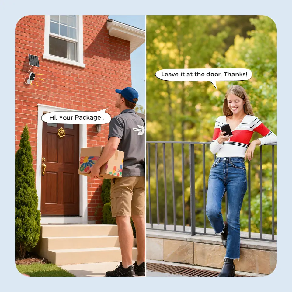 Solar Security Camera Wireless Outdoor 3MP Home Surveillance IP65 Waterproof Color Night Vision Two Way Audio Human Detection - 2
