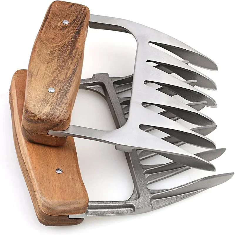 Description Picture 4 of itemMetal Meat Shredder Claws, 18/8 Stainless Steel Meat Forks with Wooden Handle for Shredding, Pulling, Handing, Lifting & Serving