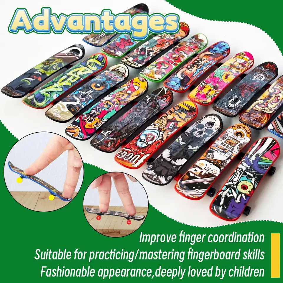 Speelgoedset met 10-60 skateboards en fingerboards, mini-skateboards en fingersurfboards voor kinderen, ideaal als cadeautje voor in de klas._voghion.com