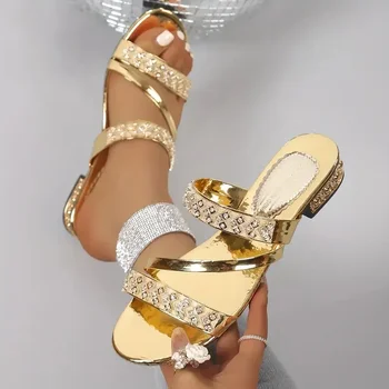 Summer Women Slippers Square Head Snake Pattern Shoes New Flat Bottom Slippers Women Transparent Belt Sandals Slides Women 1