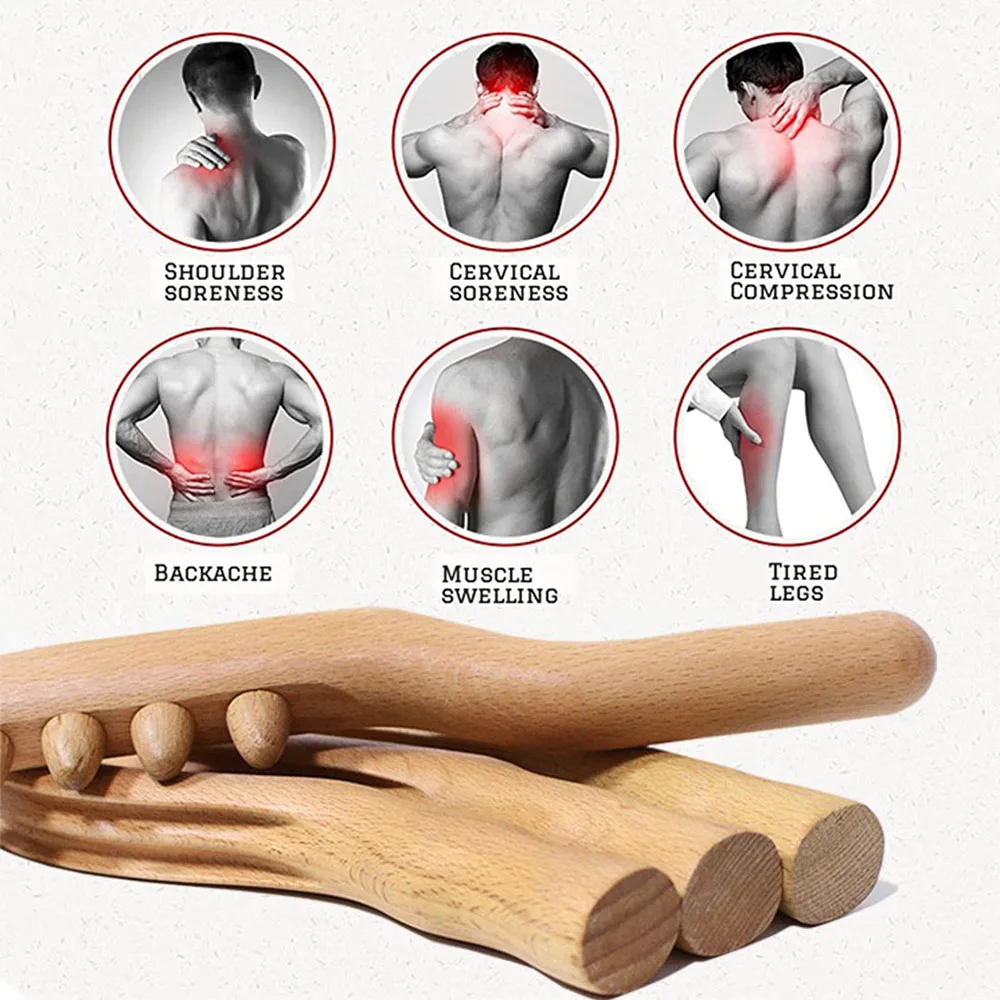Holz Schaben Stick Muskel Entspannung Massage Werkzeug für Zurück Schulter Hals Taille Bein Lymphdrainage Guasha Massage Therapie