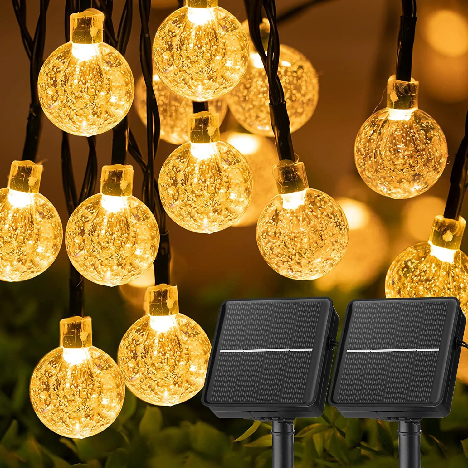 Solar String Lights Waterproof Lighting 8 Modes Solar Crystal Led Lamp for Garden Wedding Christmas Birthday Party Decor 2023 outdoor curtain icicle lamp string 4m led ice cone string lights mall eaves decorative light 8 light modes for wedding bathroom