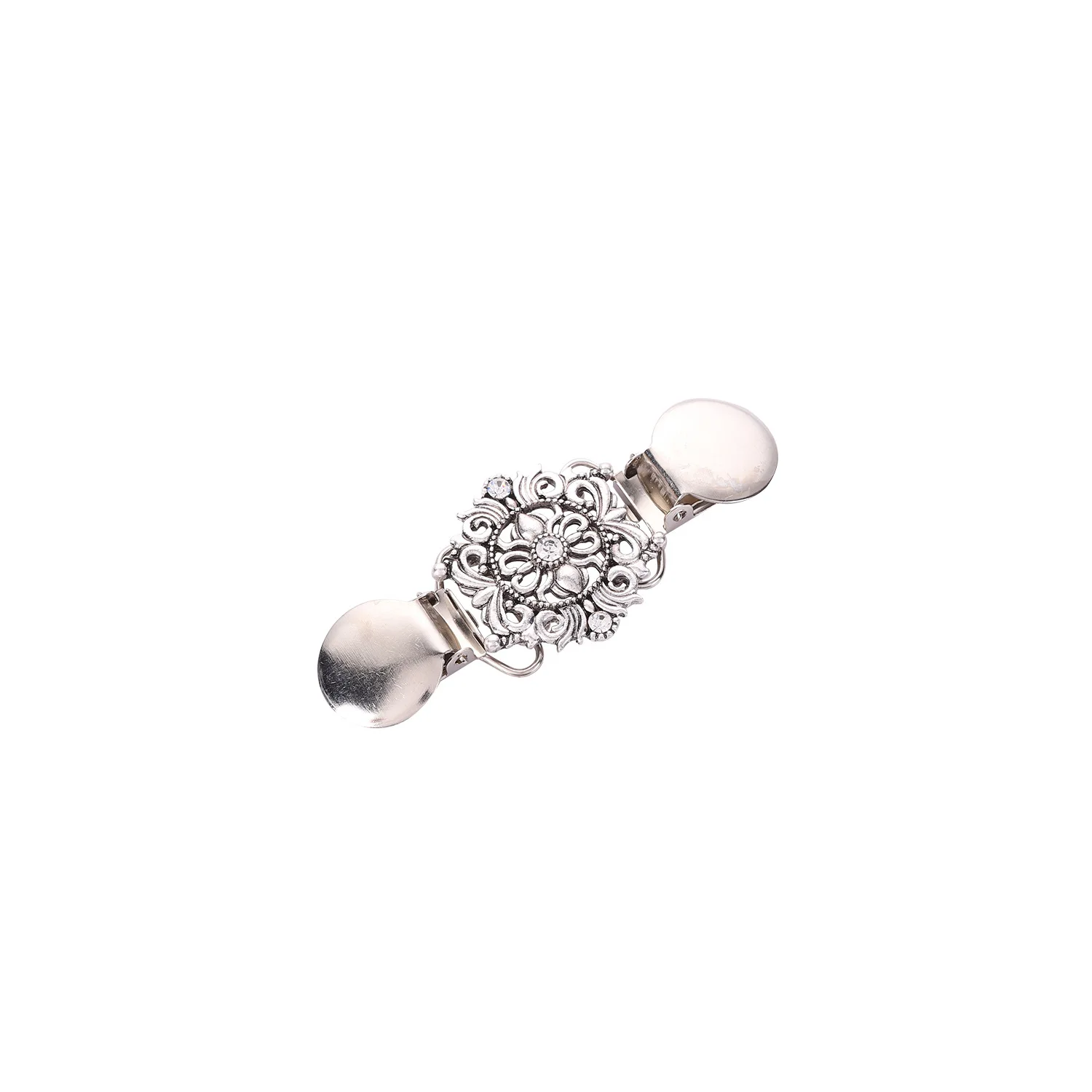Clip Écharpe Vintage Strass Verre Métal Ton Doré 16,3 G/ 3,5 CM