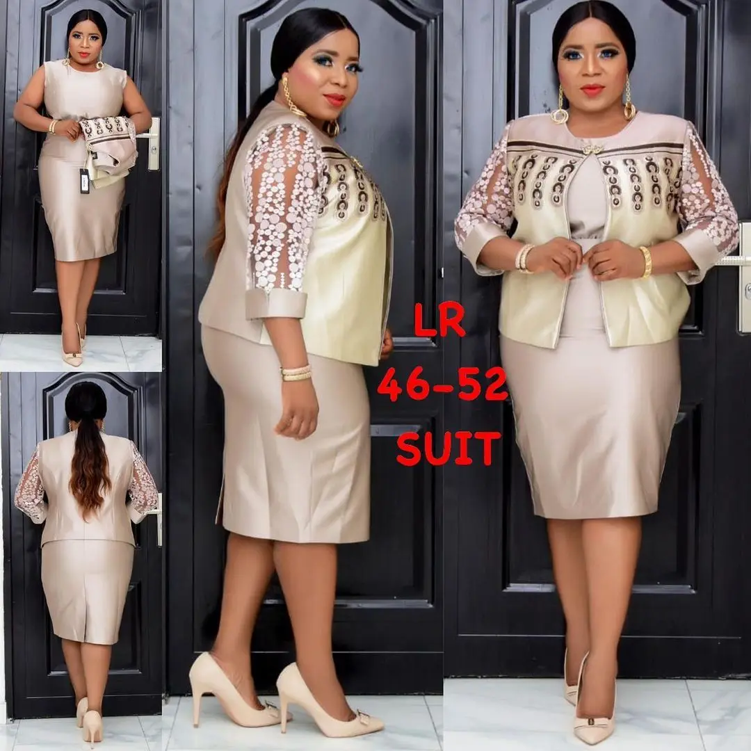 Customized 4XL 5XL Africa Plus Size Women's Dress Piece Sets