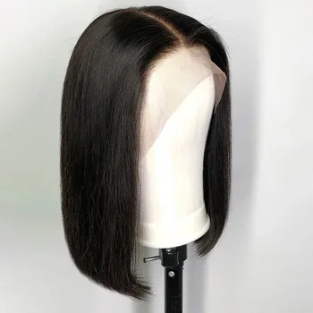 Straight 13x4 Short Bob Remy Hair HD Transparent Lace Full Lace Frontal Wigs 100% Human Hair For Women 4x4 5x5 Lace Closure Wig 1