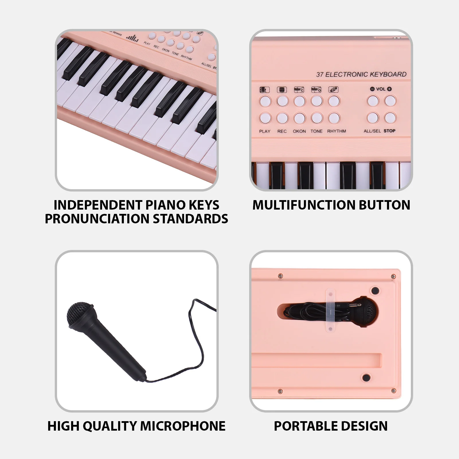 37 Key Electronic Keyboard Piano with Microphone Dual Power Mode Portable for Beginners,electronic musical instrument,midi control keyboard