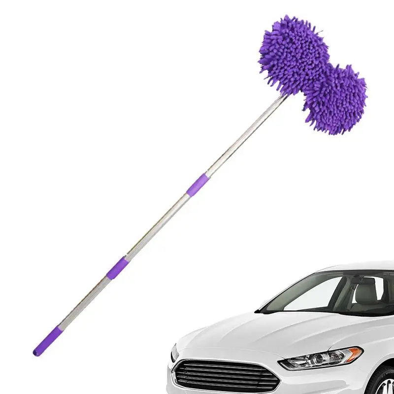 

Car Wash Brush 2 Head Car Wash Mop Car Spinning Washing Brush Adjustable Mop To Clean Trucks RVs Pickups And Buses