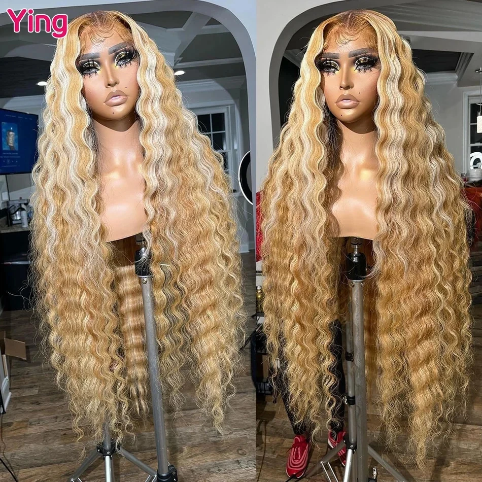 Wig lacefront long blonde 27/613 loose curly wavy ash blonde Ash Blonde Wig Long Blonde Curly Wig Synthetic Lace Front  main image 4
