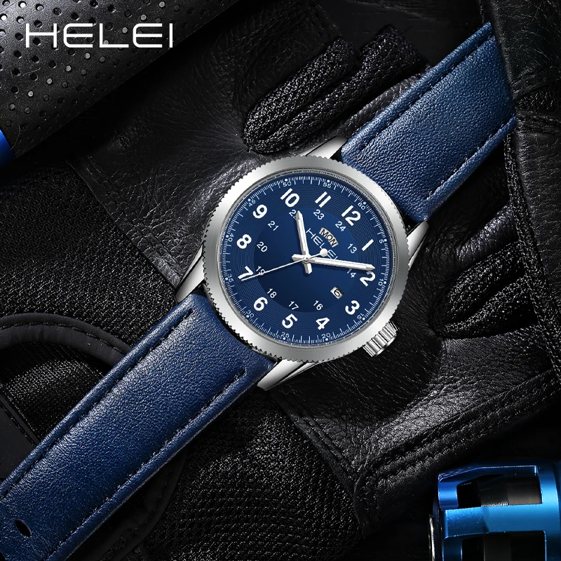HELEI fashion digital dial men's quartz watch waterproof luminous wristwatch fashion quartz watch high quality men's watches