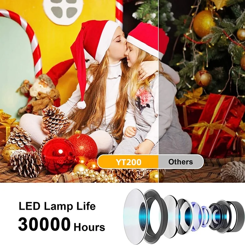 LED 휴대 전화 프로젝터 미니 프로젝터, 휴대용 홈 시어터 미디어 플레이어, HD 프로젝터, YT200
