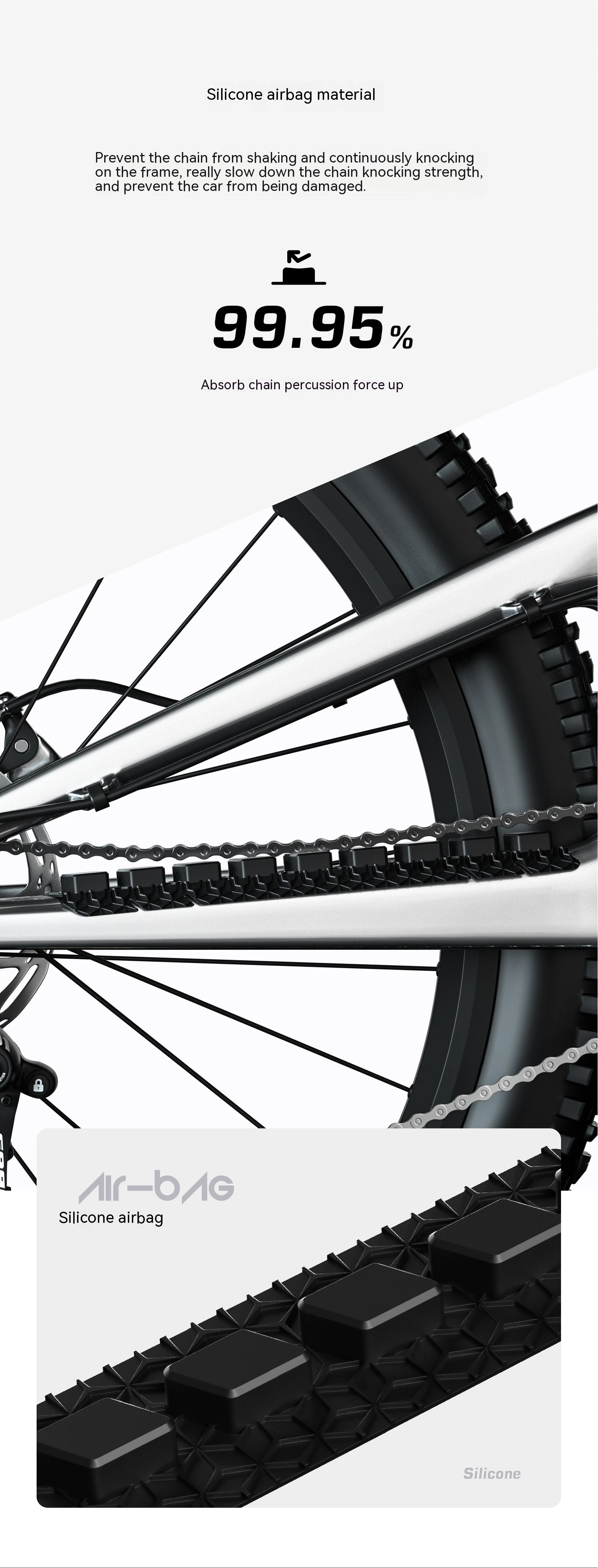 Description Picture 5 of item1PC Bicycle silicone chain protection sticker lower pipe protection chain sticker anti scratch sticker for mountain road vehicle